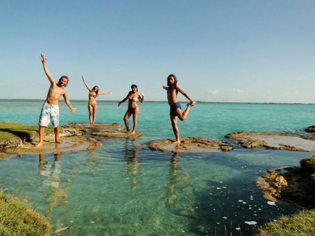 disfrutando de la playa